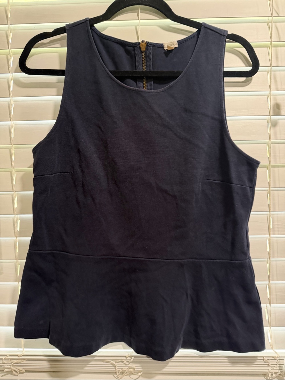 J. Crew Navy Peplum Tank Top with Back Zip